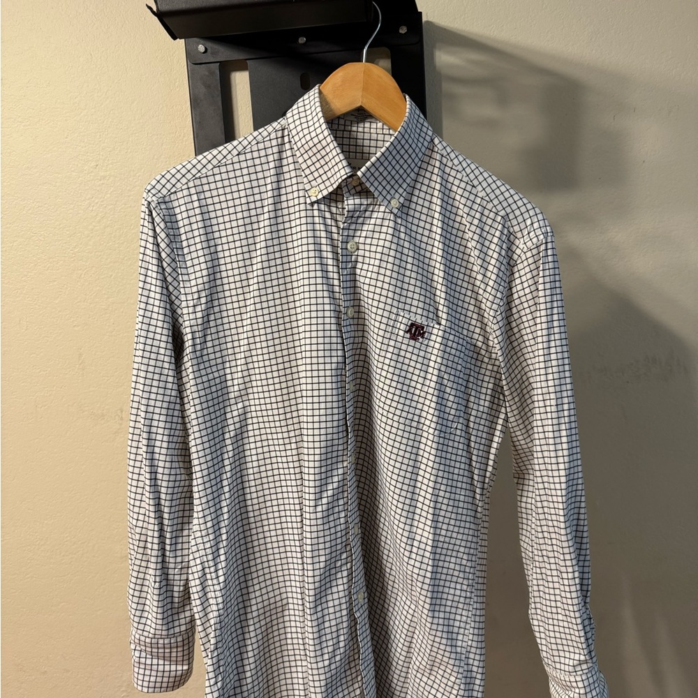 Mens Peter millar Texas A&M Checkered Shirt - Black and White